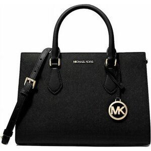 Michael Kors Sheila Medium Saffiano Vegan Leather Satchel Black NWT❤️